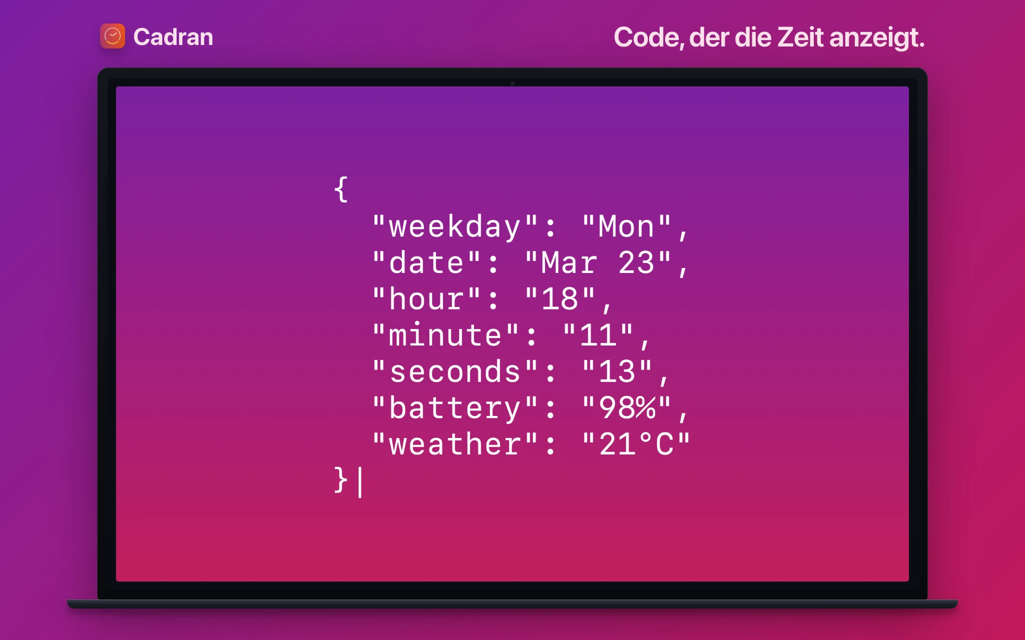 Syntax clock face on Mac desktop — Cadran