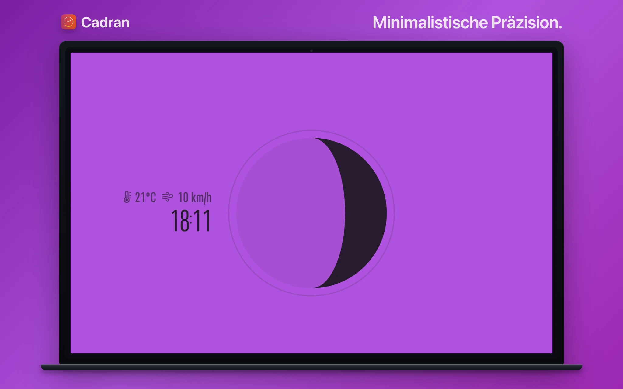Phase clock face on Mac desktop — Cadran