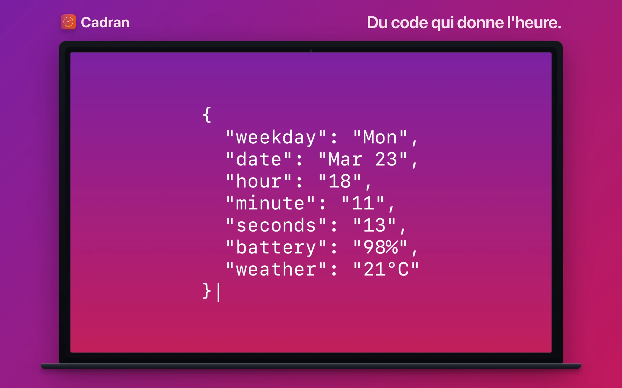 Syntax clock face on Mac desktop — Cadran