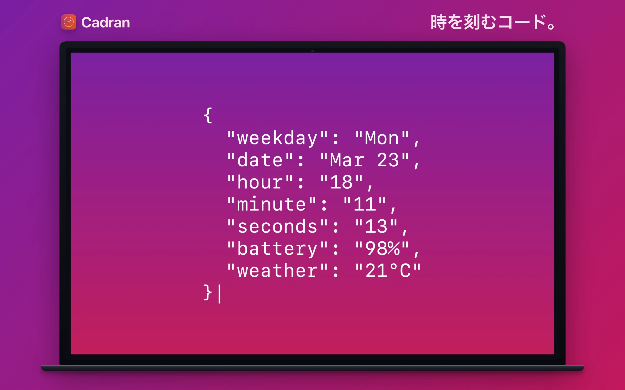 Syntax clock face on Mac desktop — Cadran